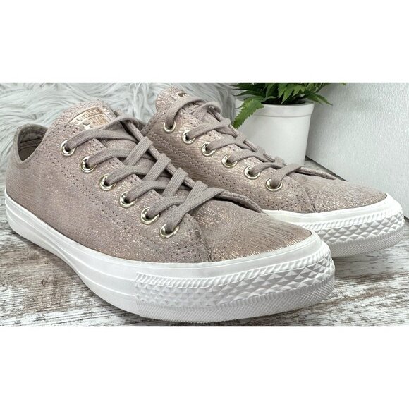 Converse CTAS Precious Metal Suede Lo Shoe Sneaker Women's 8 Taupe Metallic - Picture 10 of 13